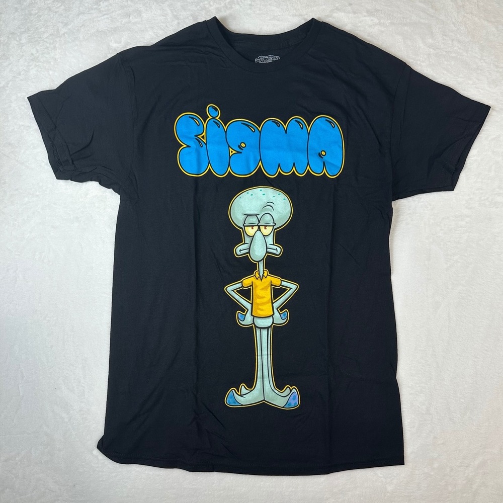 NWOT SpongeBob SquarePants Squidward Sigma Graphic T-Shirt Mens Medium Black